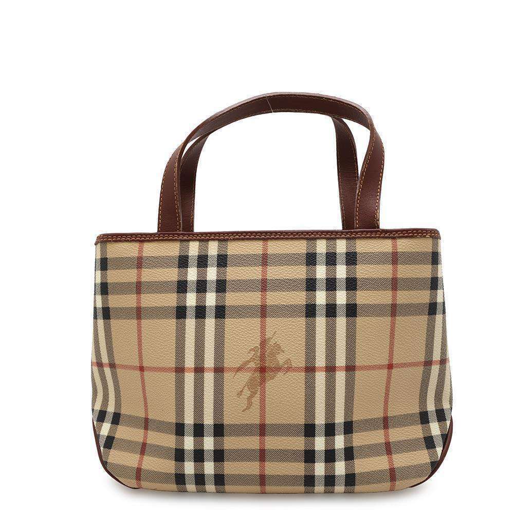 Burberry handbag logo check leather bag